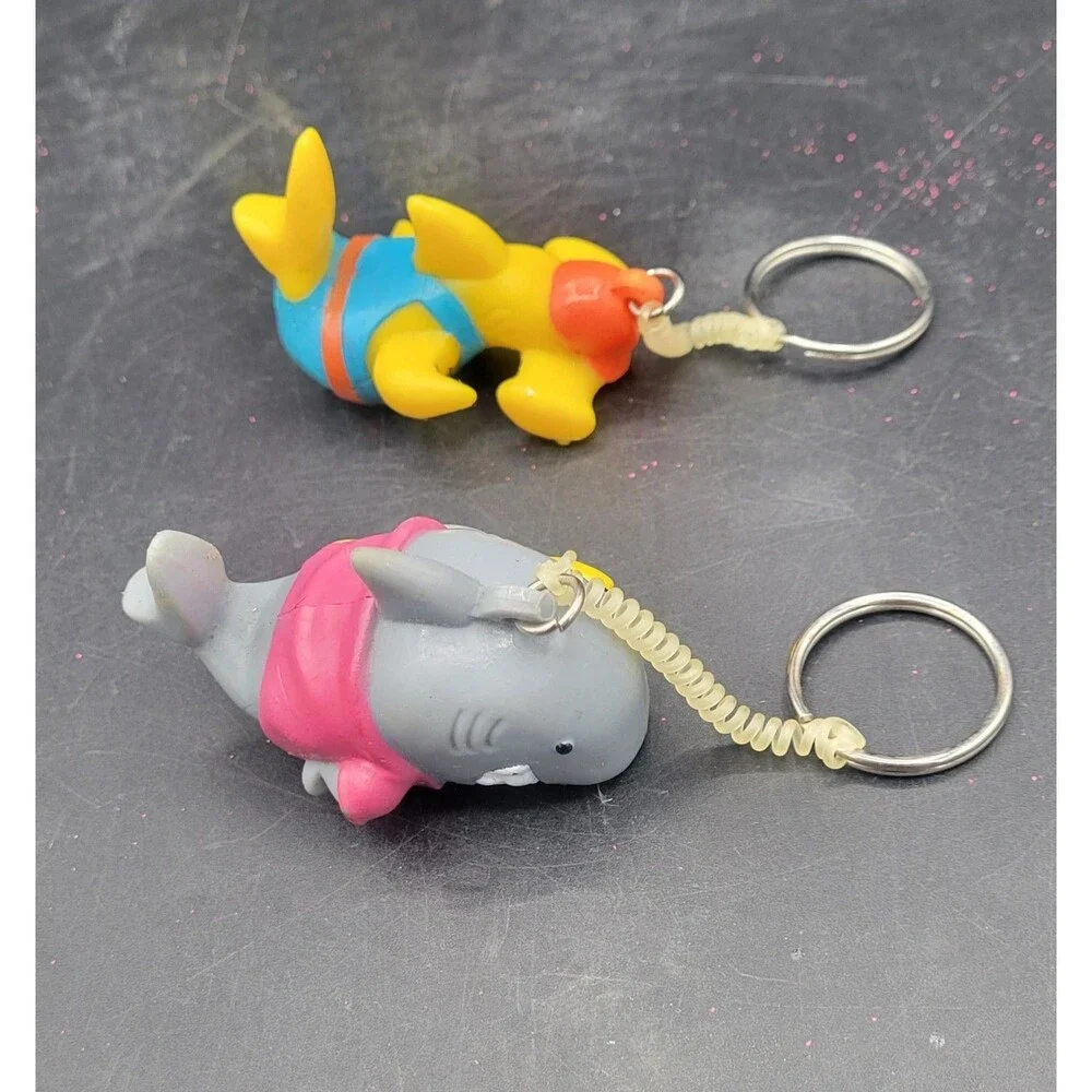 Big Kahuna Fun Shark Keychain Lot 2 Surfboard & Hammerhead Souvenir Key Rings